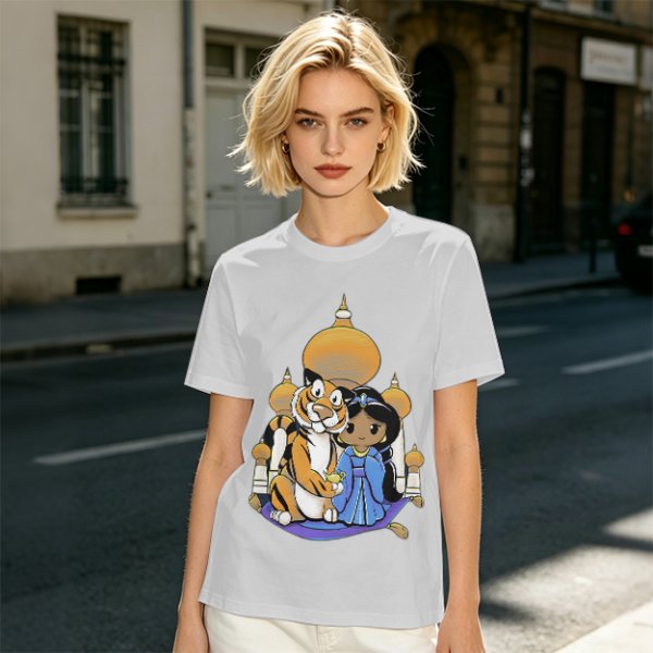 Disney Aladdin Princess Jasmine and Rajah Tiger Graphic T-Shirt