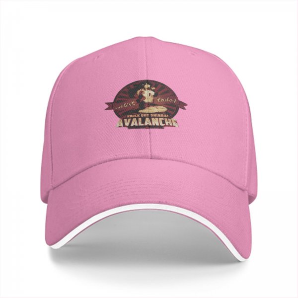 Black baseball cap with Avalanche Knock Out Shinra graphic print