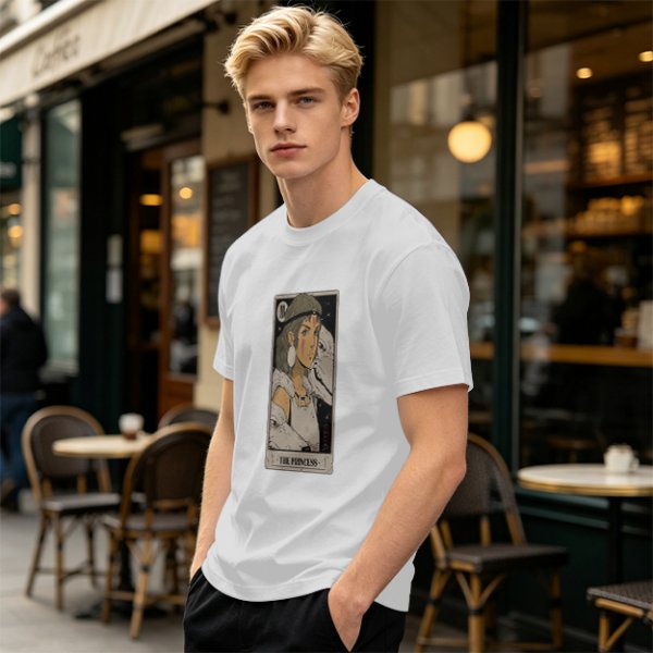 Olive Green T-Shirt With The Princess Tarot Card Style Anime Print