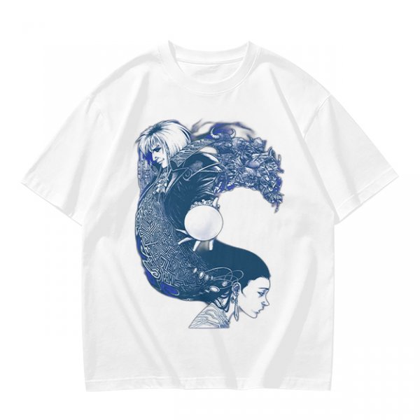 Olive T-Shirt With Two Facing Fantasy Figures And Orb Art Print