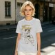 Olive graphic t-shirt with wolf rider and 'Fore' text print