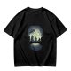 Olive T-Shirt With Skull Silhouette Print Featuring Forest Spirits