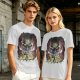 Olive T-shirt with Attack on Titan Colossal Titan Graphic Print
