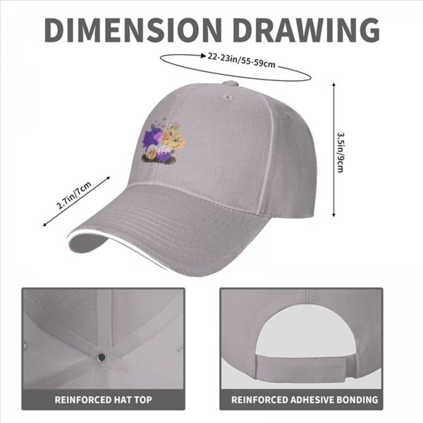 Black baseball cap with cute fantasy bird family illustration
