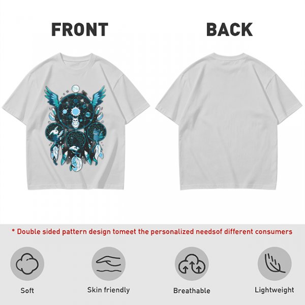 Olive T-Shirt With Celestial Dreamcatcher And Animal Artwork