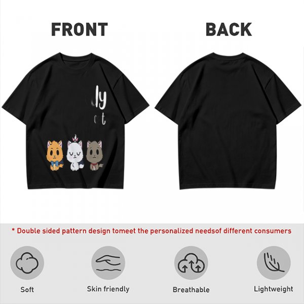 Olive T-Shirt With Cute Kitten Illustrations And Text Print