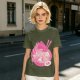 Oversized dark green t-shirt with cute pink ramen bowl graphic