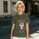 Olive t-shirt with cute wolf vanity graphic and playful text