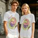 Olive Green T-Shirt With Surreal Monster Graphic Print