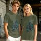 Olive T-shirt with Dark Fantasy Spirit Creature Graphic