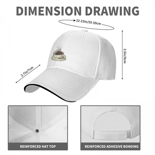 Black Baseball Cap With Coffee Cup And Cookies Graphic