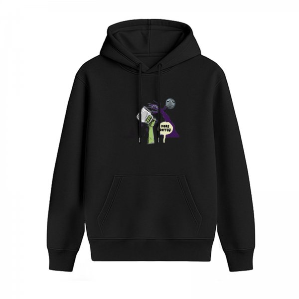 Black Hoodie With Funny More Coffee Hulk Graphic Print