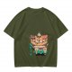 Olive green t-shirt with cute shiba inu ice cream graphic