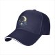 Black Baseball Cap With Night City Black Cat Crescent Moon Skull Art