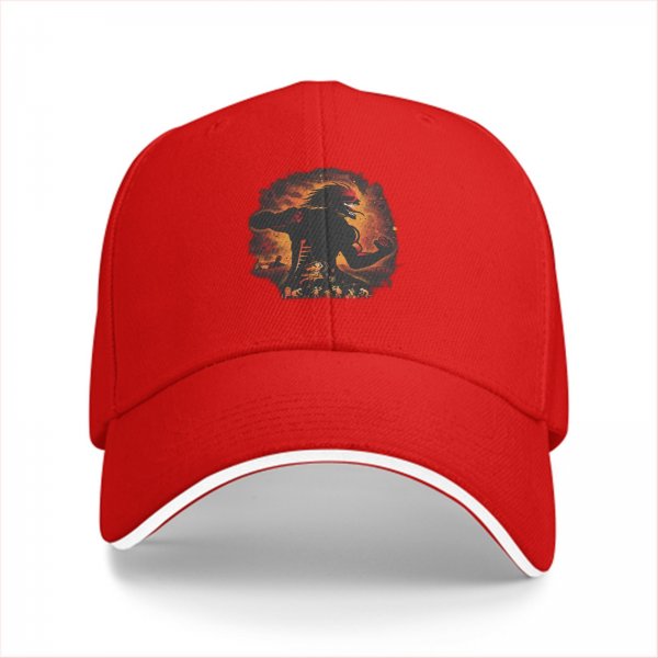 Black Baseball Cap with Fiery Attack Titan Graphic Print