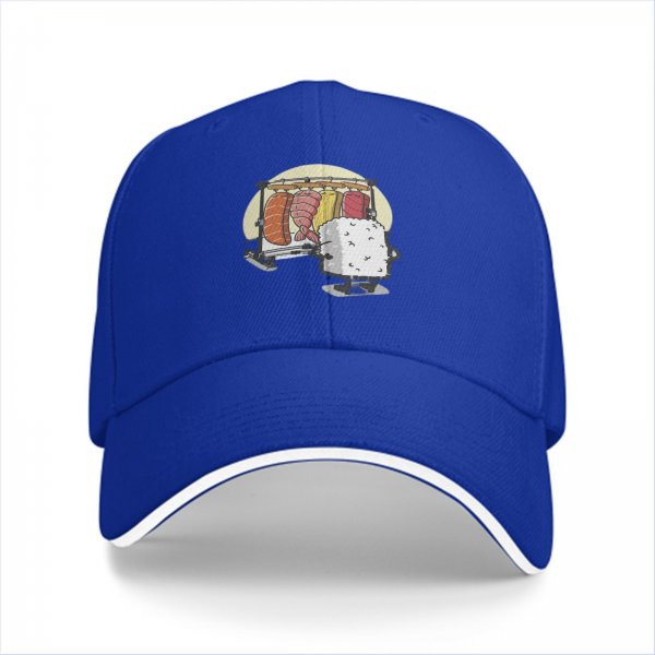 Black Baseball Cap With Funny Sushi Laundry Rack Graphic