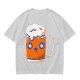 Olive T-Shirt With Cute Kawaii Beer Mug Graphic