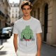 Oversized Army Green T-Shirt With Muscular Frog Lifting Dumbbells Print