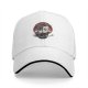 Black baseball cap with retro raccoon and cat trash can graphic