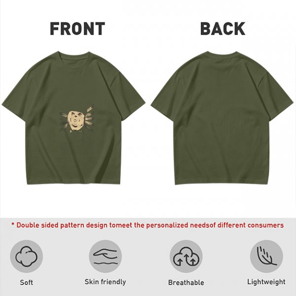 Olive Green T-Shirt With Surprised Face Graphic Print
