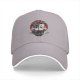Black baseball cap with retro raccoon and cat trash can graphic