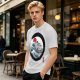 Olive T-shirt with Great Wave Enso Circle and Red Sun Print