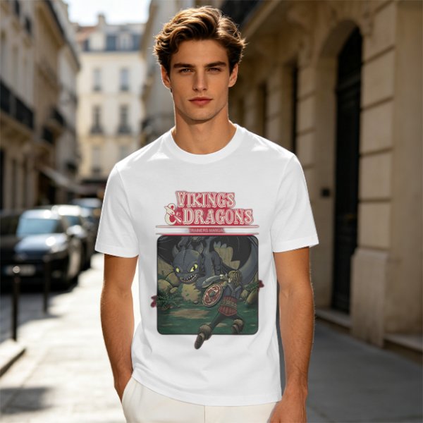 Vikings and Dragons T-Shirt with Fantasy Dragon Graphic