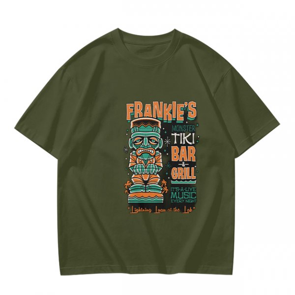 Frankie's Monster Tiki Bar Grill Themed Graphic T-Shirt