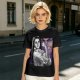 Olive T-shirt with vintage woman flexing arm graphic print