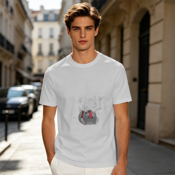 Olive Green Crewneck T-Shirt With Small Graphic Print