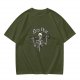 Olive T-Shirt With Skeleton Lifting Weights New Year Print