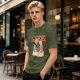 Olive T-Shirt With Cats Eating Ramen Japanese Art Print