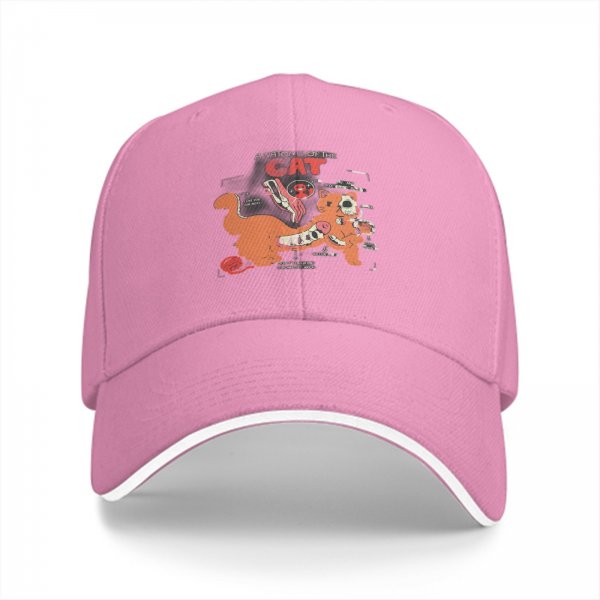 Black Baseball Cap With Funny Anatomy Of The Cat Graphic