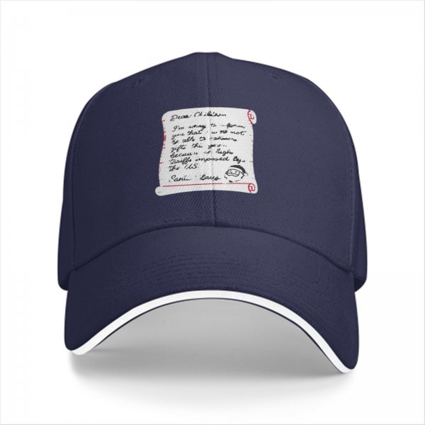 Black baseball cap with funny Santa note print about gift delays