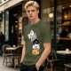 Olive T-Shirt With Stacked Cute Chibi Cats Graphic