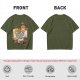 Olive Green T-Shirt With Cartoon Artist Painting Self Portrait Artwork