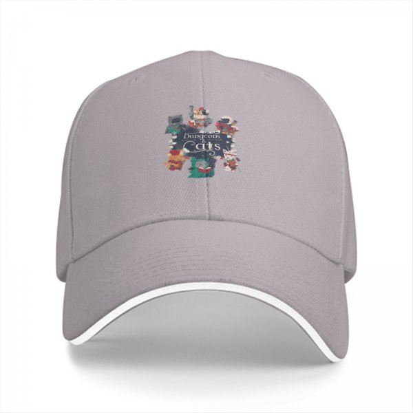 Black baseball cap with Dungeons & Cats fantasy cat characters print