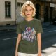 Olive T-Shirt with Anime Character Group Coffee Print