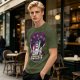 Olive Graphic Tee with Anime Hunter Characters and Huntr/X Text