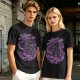 Olive Green T-Shirt with Purple Abstract Swirling Graphic Print