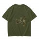 Olive Green T-Shirt With Knight Vs Rooster Fantasy Graphic Print