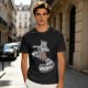 Olive graphic tee with raccoon driving car and 'Way to make bad decisions' text