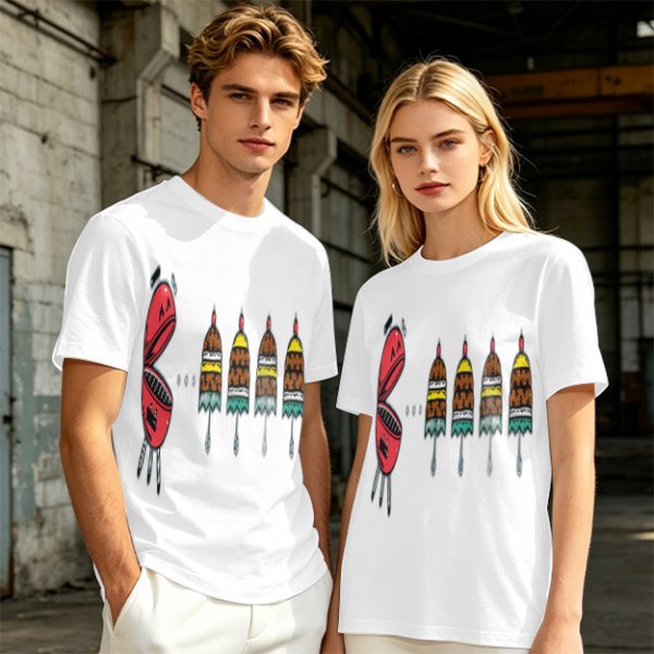 Olive T-Shirt With Cartoon Grill And Skewers Print