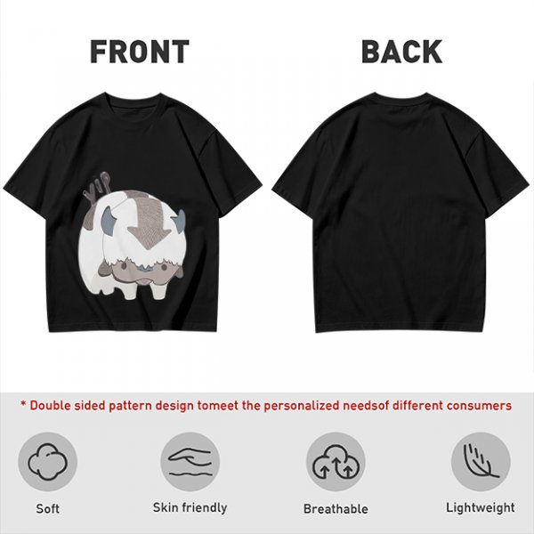 Olive green t-shirt with cute Appa the sky bison print