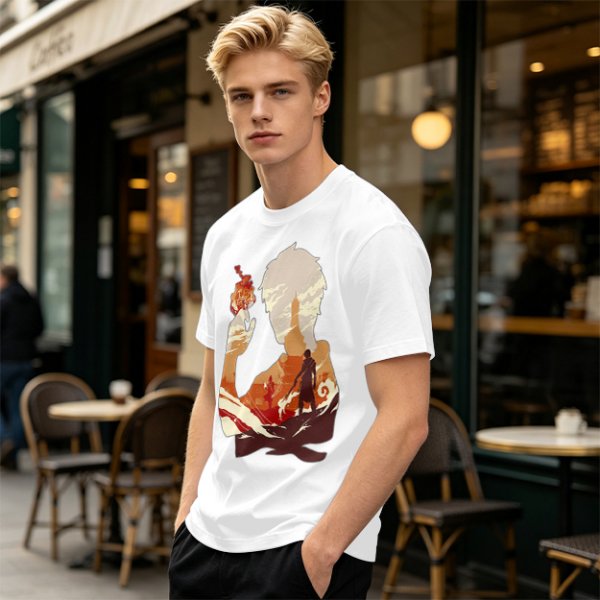 Anime Fire Bender Silhouette Graphic T-Shirt