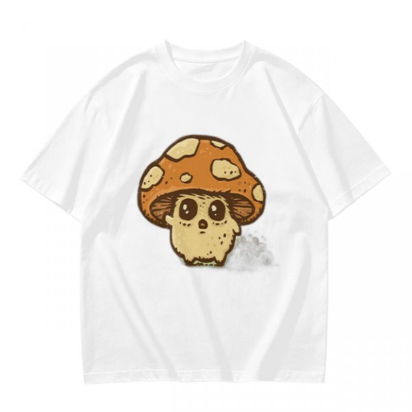 Olive Green T-Shirt With Cute Mushroom Skull Graphic