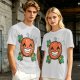 Olive T-Shirt with Smiling Pumpkin Corn Crossbones Graphic