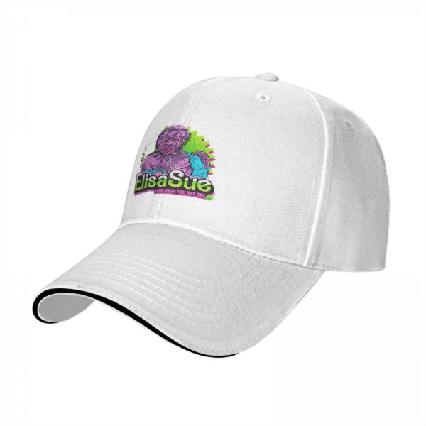 Black baseball cap with Elisa Sue graphic and text print