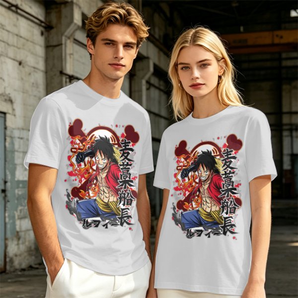 One Piece Monkey D. Luffy Graphic Print Olive T-Shirt
