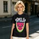 Olive T-Shirt With Cute Watermelon Graphic And Smile Text